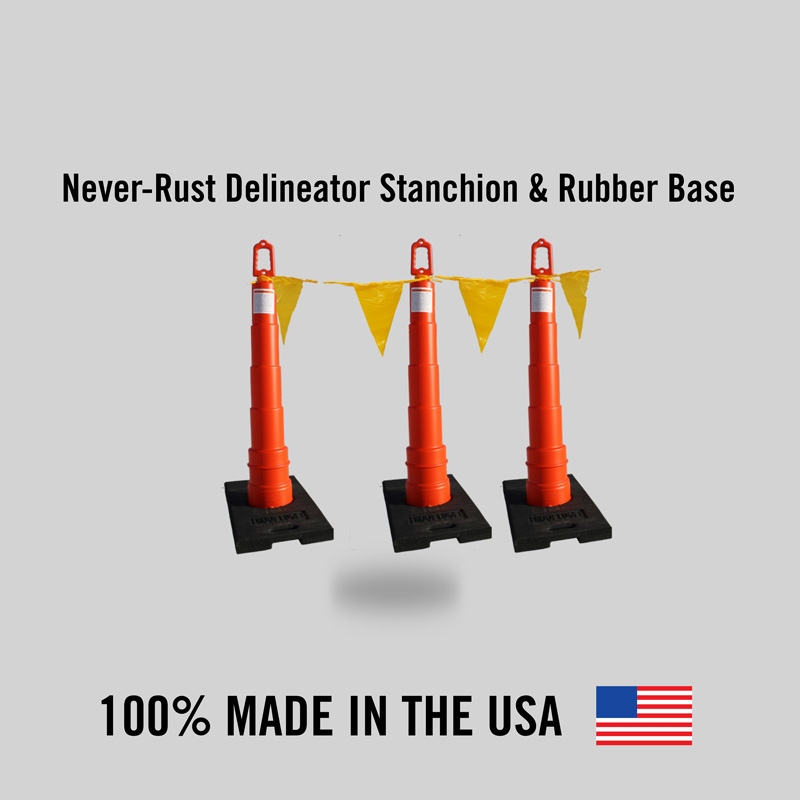 Never-Rust Delineator Stanchion & Rubber Base
