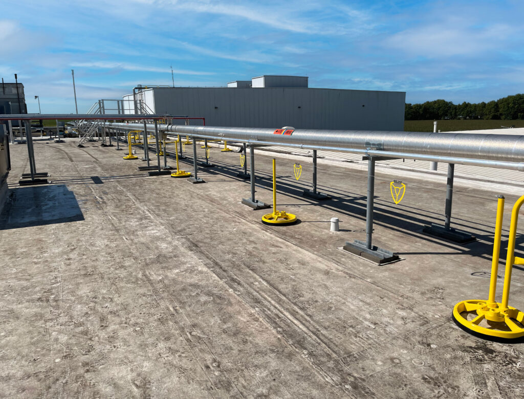 visual warning line on exterior rooftop