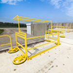 mezzanine gate on exterior rooftop