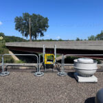 self-closing gate with SRC360 mobile rail on exterior rooftop