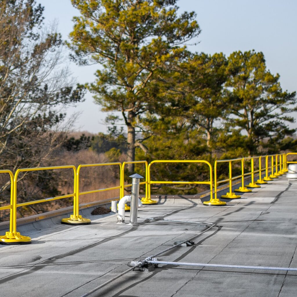 yellow SRC360 mobile rail on rooftop