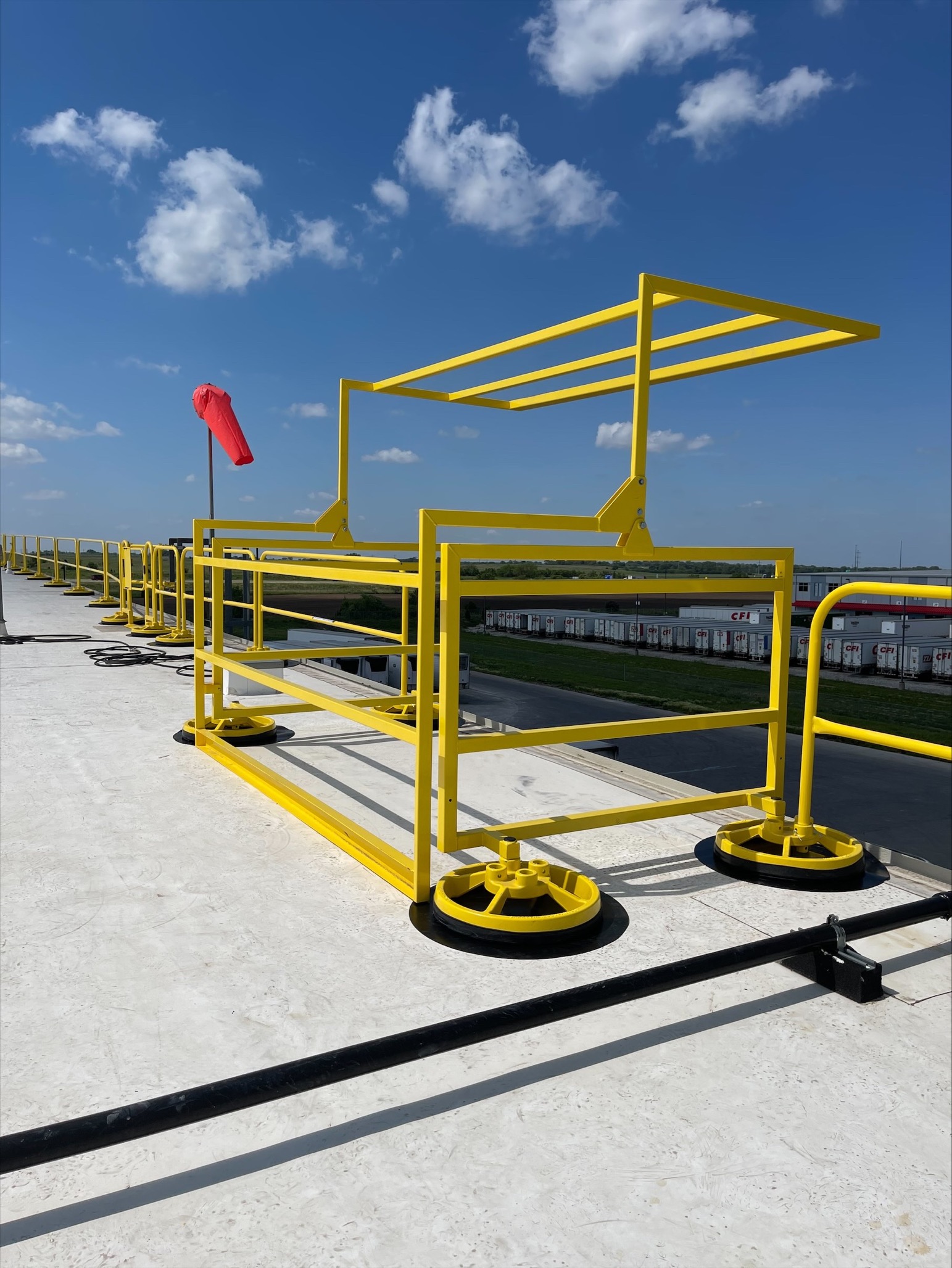 mezzanine gate on exterior rooftop