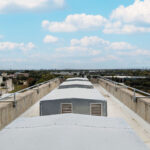rooftop with parapet wall clamps in use