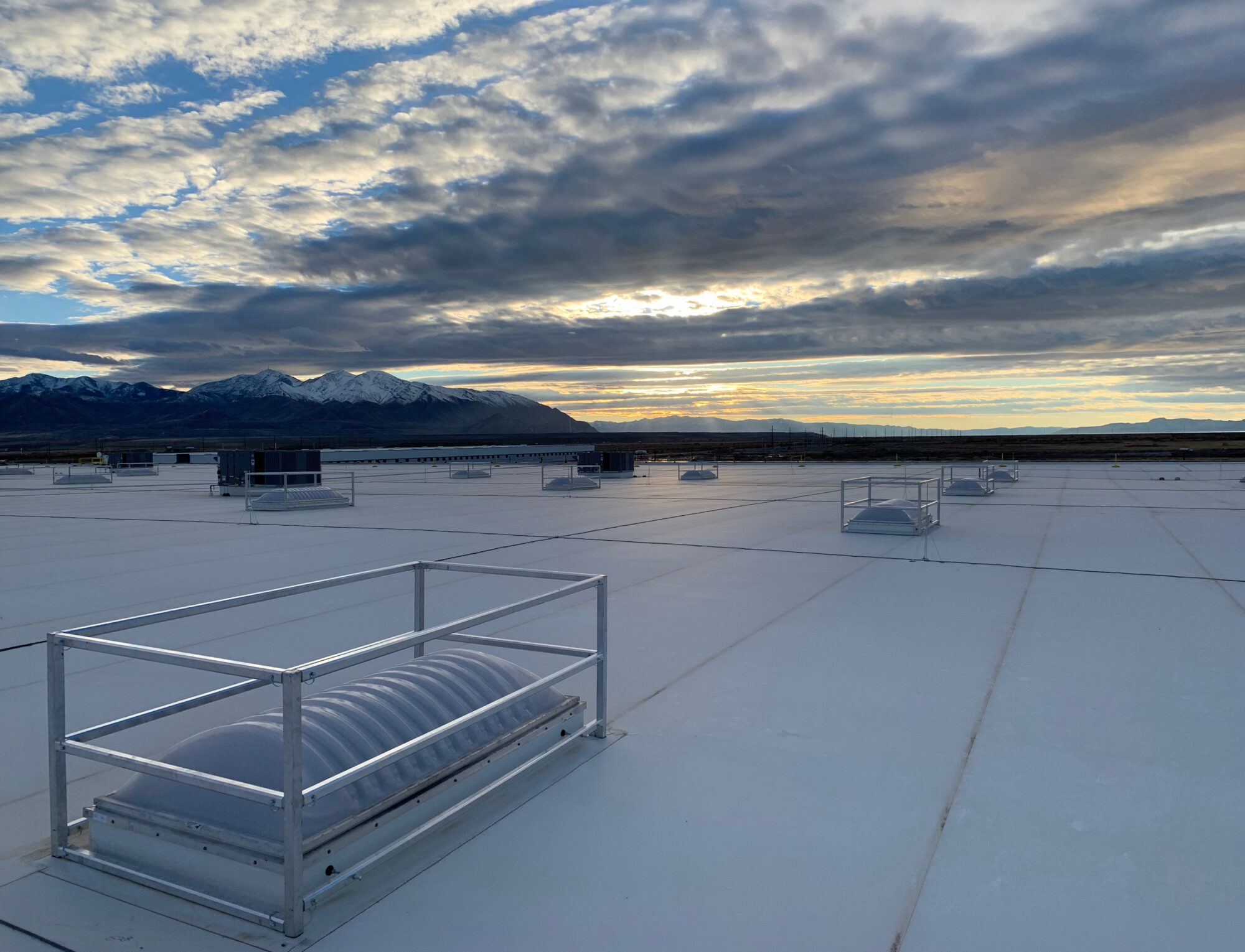 skyview barriers on skylights galvanized on exterior rooftop